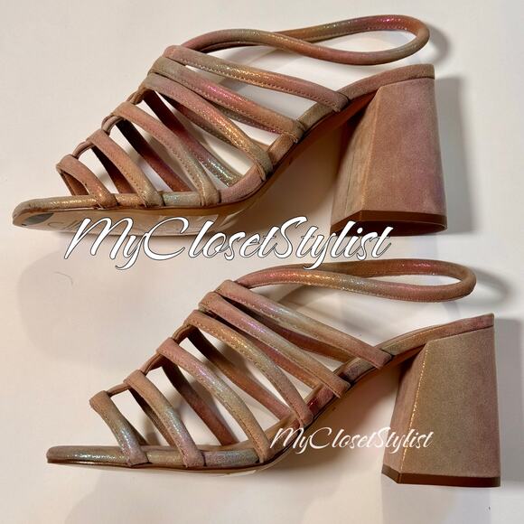 FREE PEOPLE Iridescent Straps Sandals Rare NEW IN BOX 38 8 MINT $148 Metallic - Picture 5 of 12